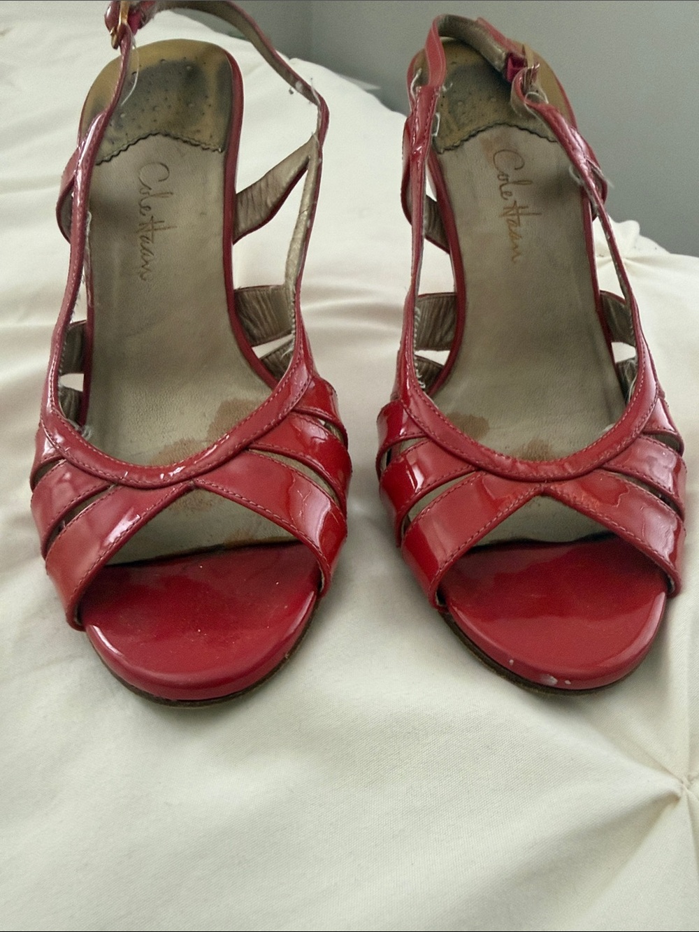 Pink Patent Leather Open-Toe Heels